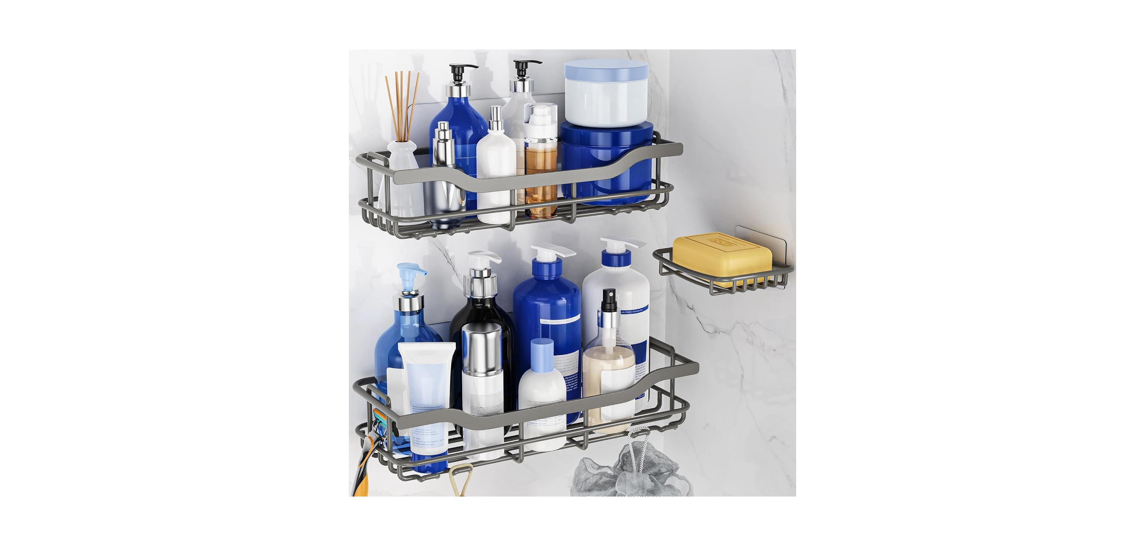 Cyqbd 3Pack Shower Caddy Adhesive Rustproof No-Drill Organizer Shelves Bathroom Hardware