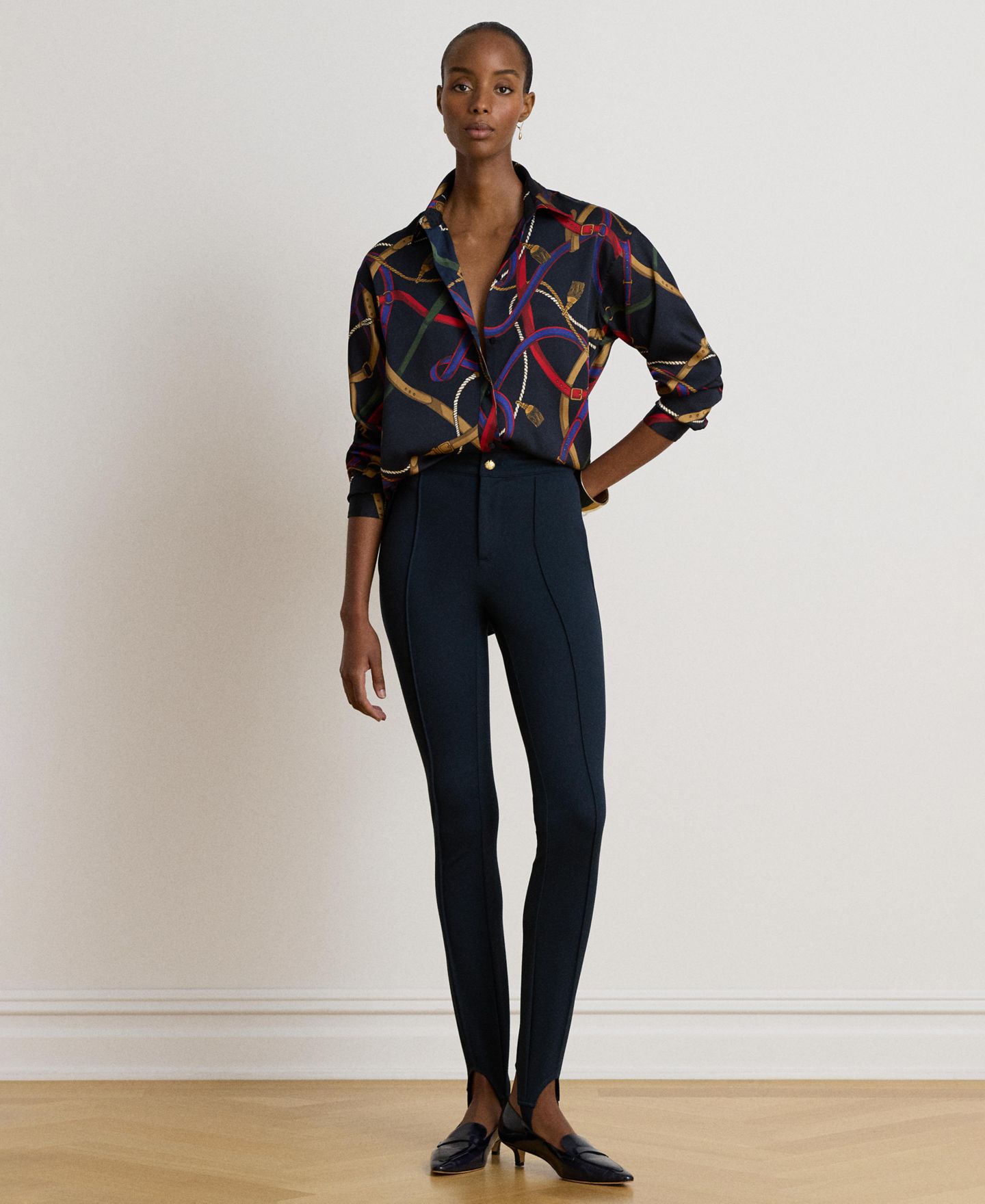 Женская рубашка Lauren Ralph Lauren Relaxed Fit Belting-Print Twill, цвет: Тёмно-синий разноцветный — фото 5