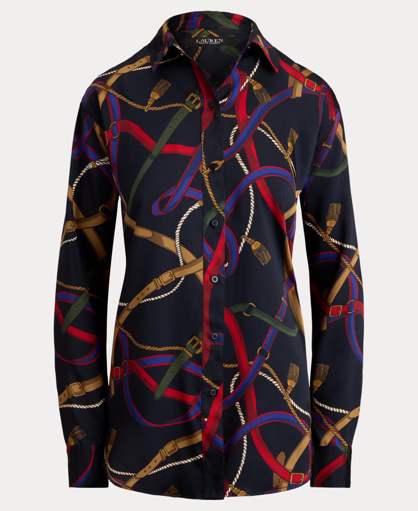 Женская рубашка Lauren Ralph Lauren Relaxed Fit Belting-Print Twill, цвет: Тёмно-синий разноцветный — фото 6