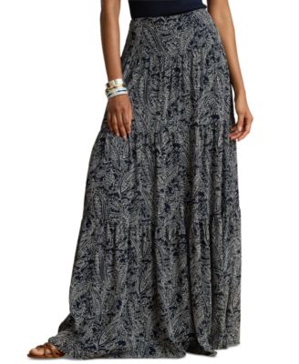 Women's Paisley Georgette Tiered Maxi Skirt