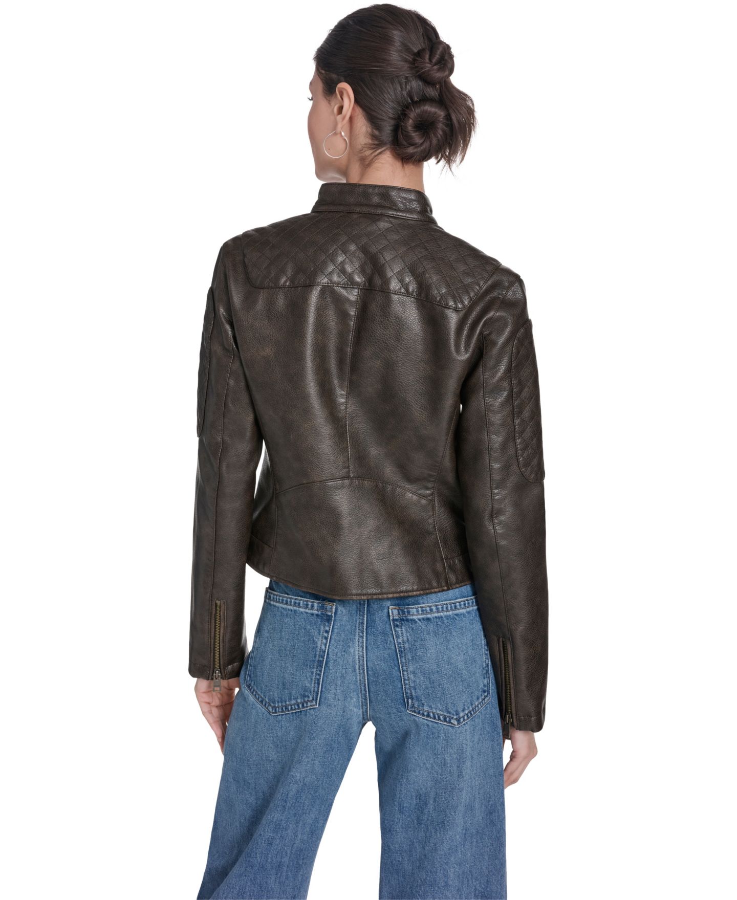 Женская куртка Levi's Faux Leather Moto Stand-Collar, цвет: Коричневый — фото 3