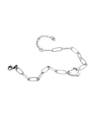 Open Heart Motif Paperclip Chain Bracelet