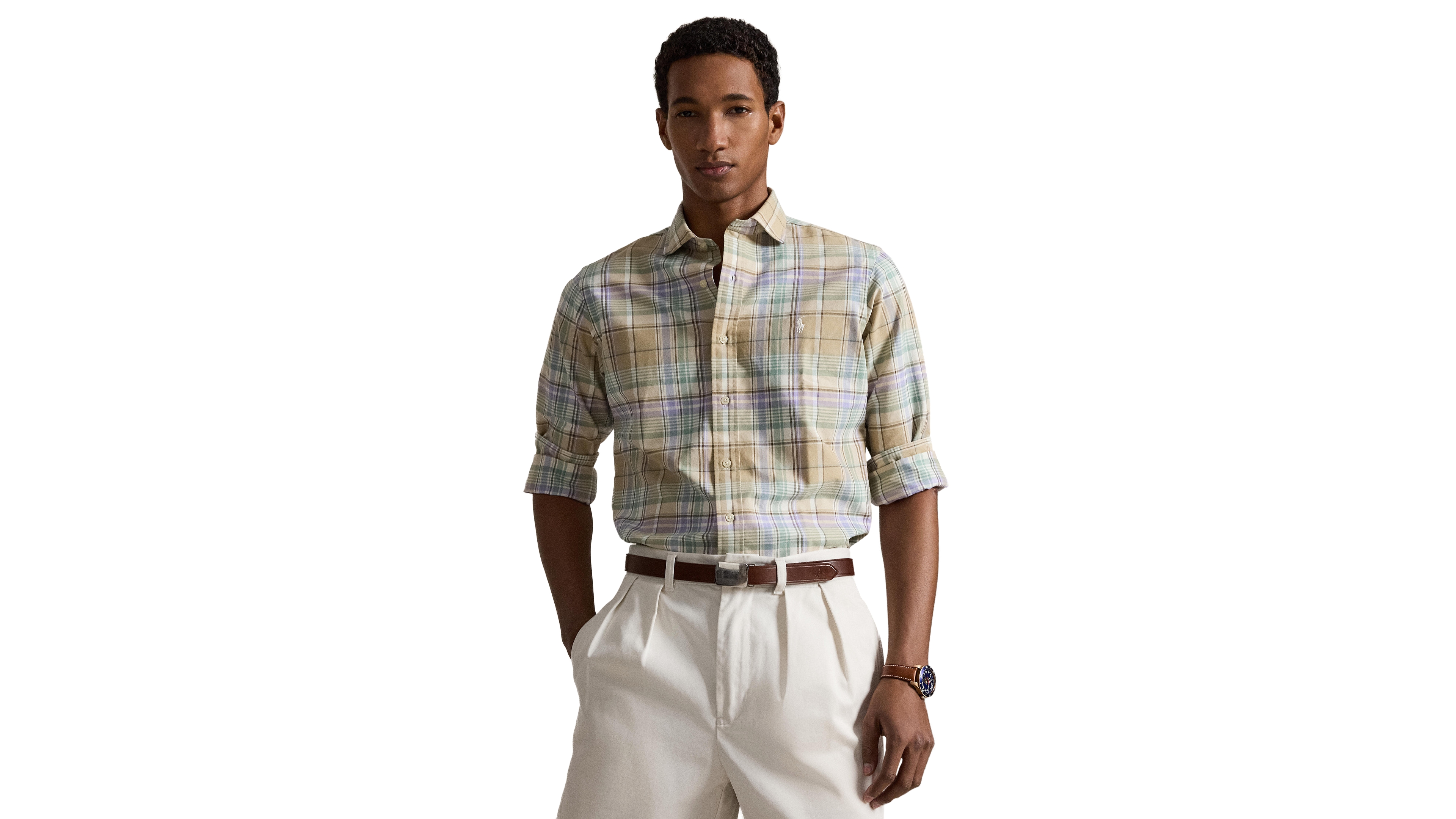 Polo Ralph Lauren Men's Custom-Fit Plaid Oxford Shirt