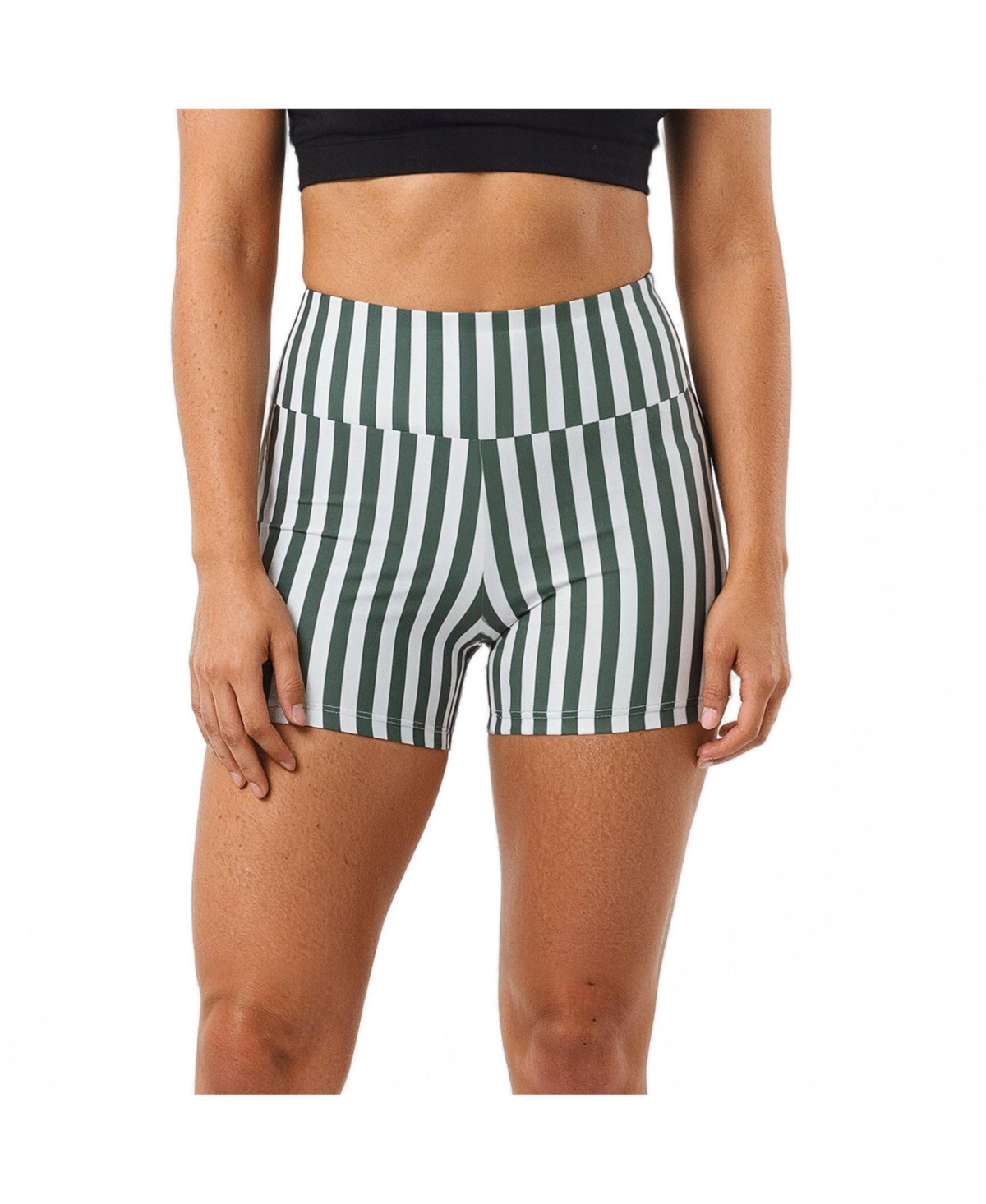 Calypsa Women's Swim Shorts - Sage green stripes