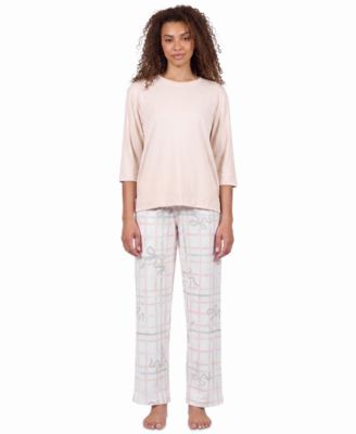 Women's Brushed Loose Knit 3/4-Sleeve Top and Pants, 2-Piece Set