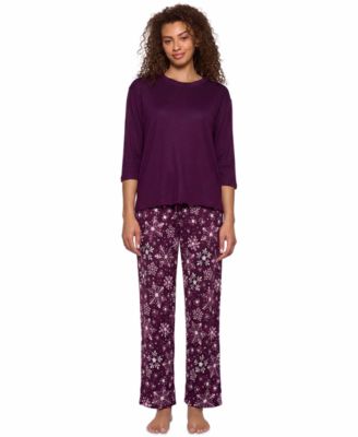 Women's Brushed Loose Knit 3/4-Sleeve Top and Pants, 2-Piece Set