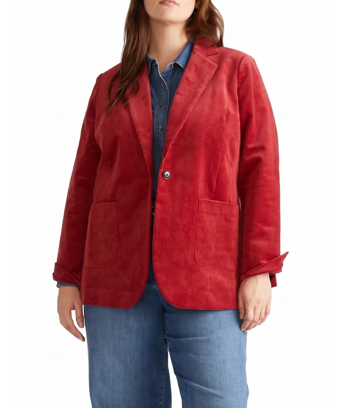 Universal Standard Plus Davis Single-Button Corduroy Blazer