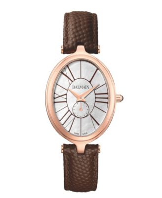 Women's Swiss Haute Elegance Brown Leather Watch 26x31mm