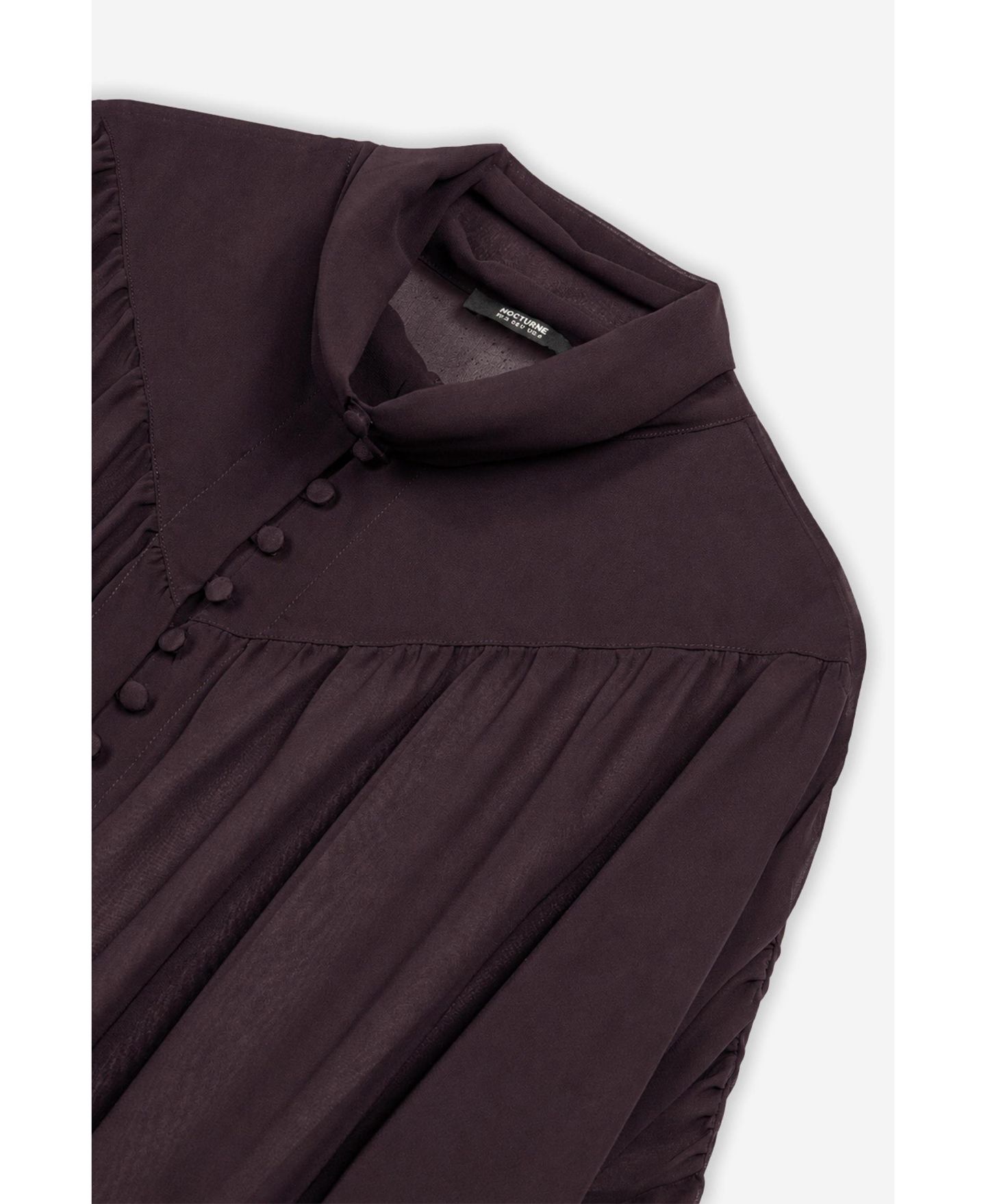 Женская блузка NOCTURNE Stand Collar Long-Sleeve Sheer, цвет: Коричневый — фото 8