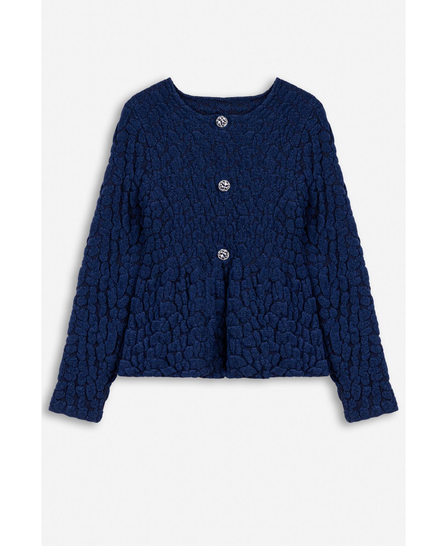 Женский кардиган NOCTURNE Textured Peplum Long-Sleeve, цвет: Тёмно-синий — фото 6