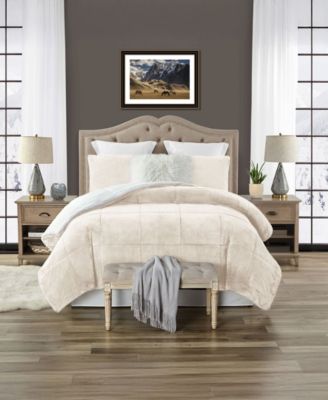 Plush Faux Fur 3-Piece Comforter Set, King/California King