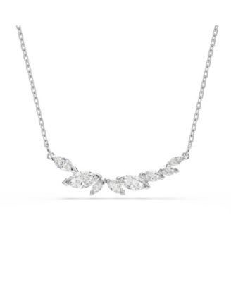 Rhodium-Plated White Zirconia Marquise Necklace