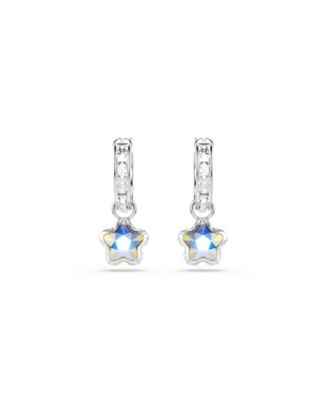 Silver-Tone Crystal Star Drop Earrings