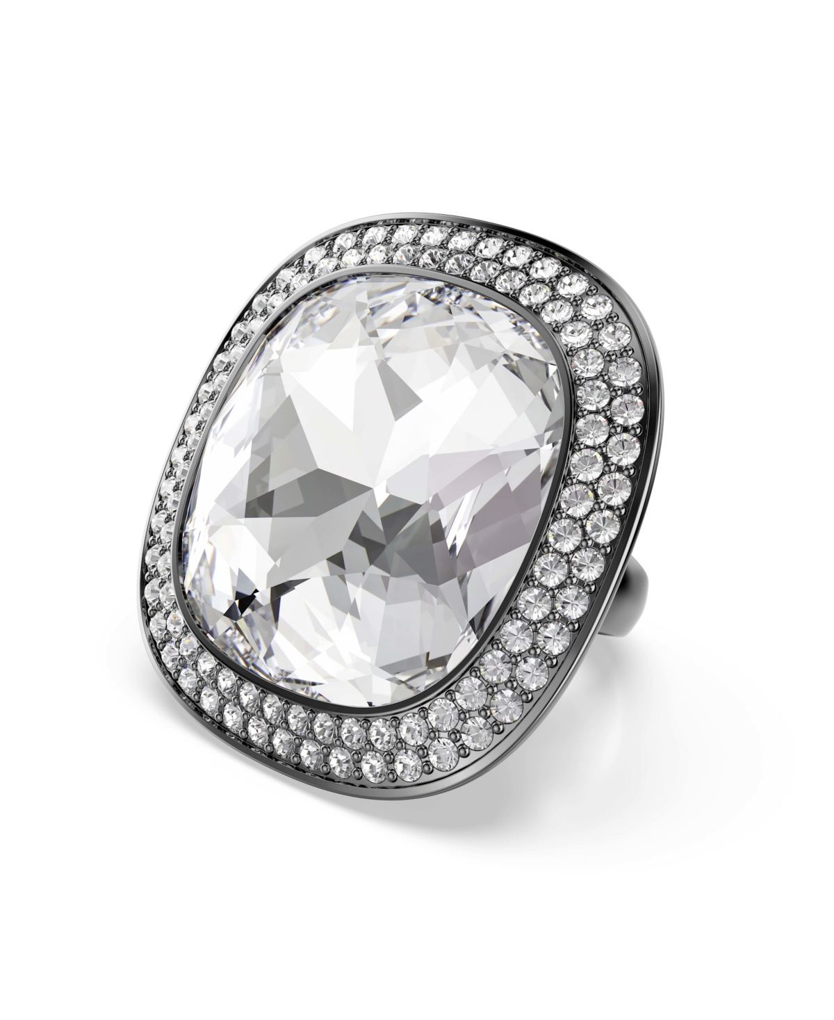 Swarovski Women's Crystal Cocktail Cushion Cut Pave Una Angelic Ring - Black