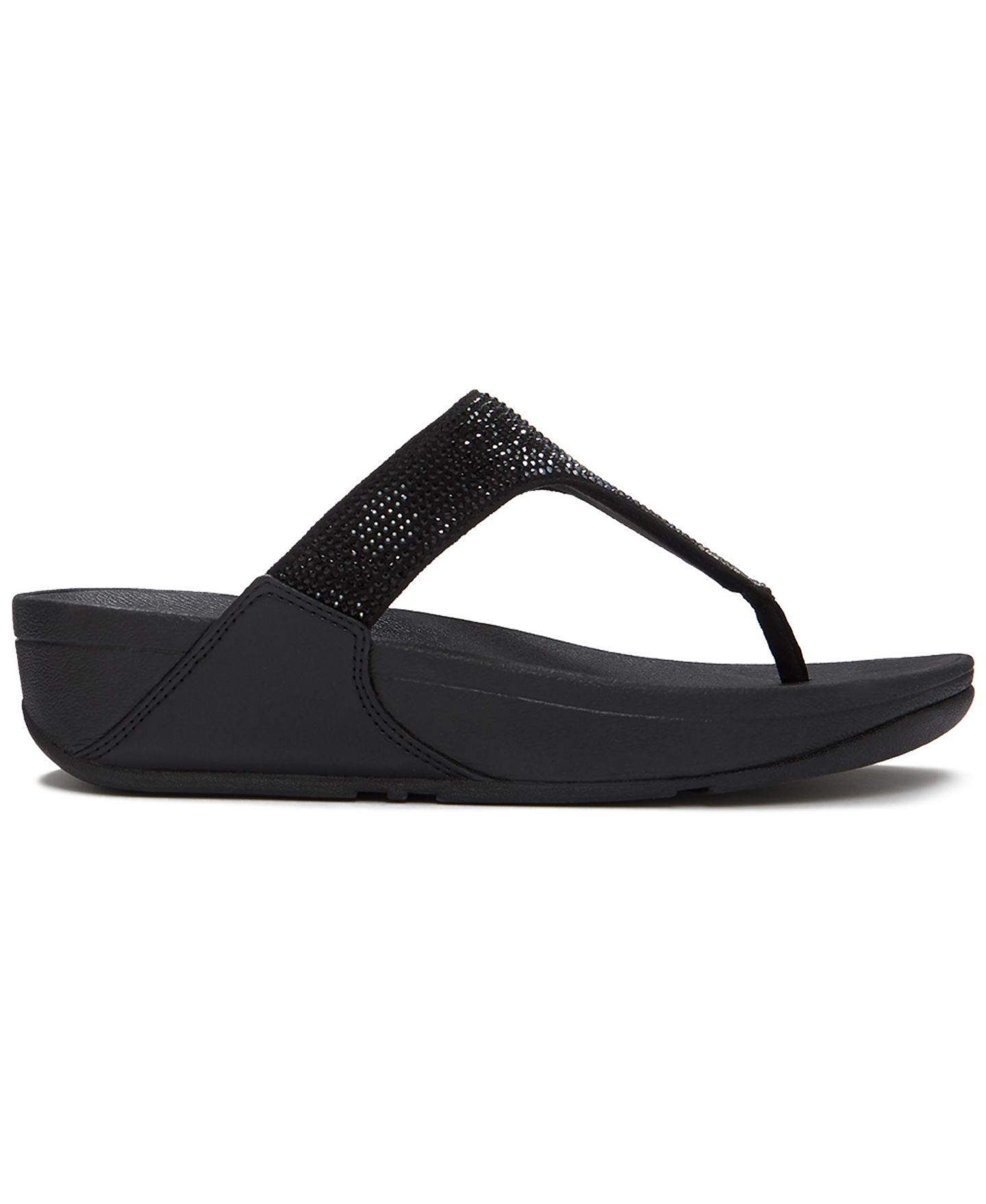 Женские сандалии FitFlop Lulu Ombre Crystal Toe Post Wedge, цвет: Чёрный — фото 2