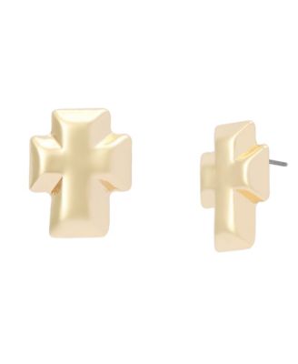 Women's Gold-Tone Cross Stud Earrings