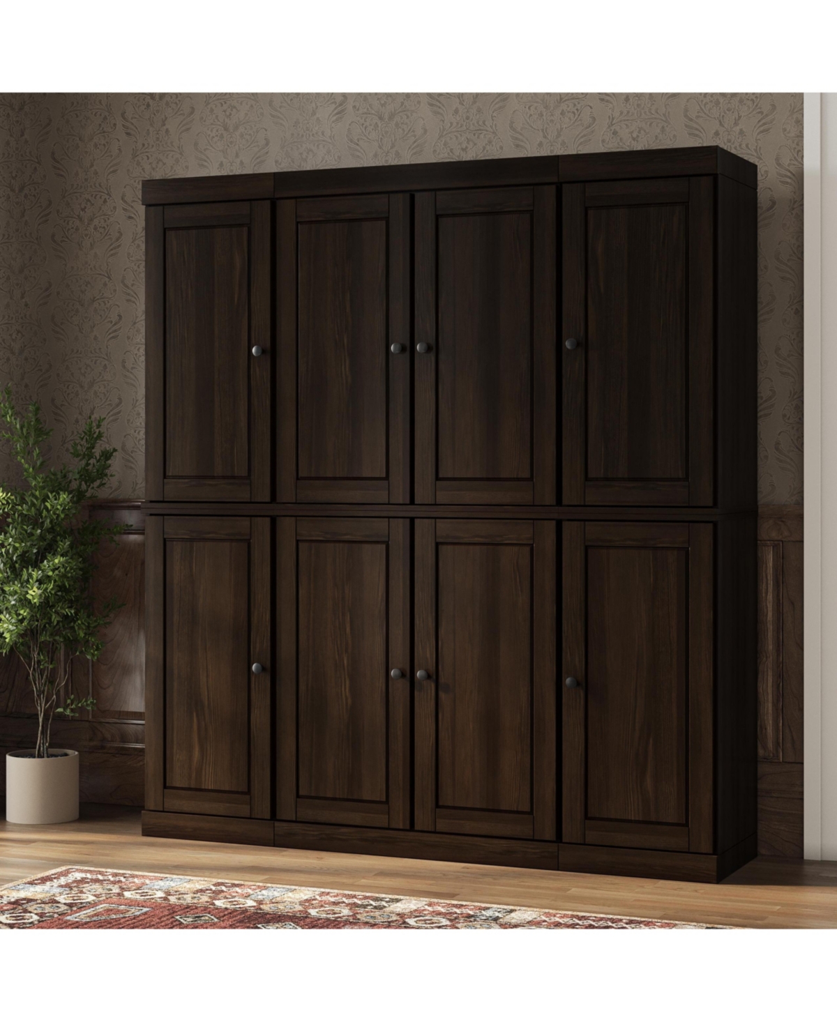 Palace Imports 100% Solid Wood 65" Pantry Cabinet with Raised Panel Doors & Adjustable Shelves - Espresso