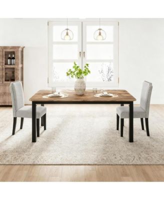 3-Piece 78.7" Dining Table Set with 2 Upholstered Chairs, Seats 6-8, Metal Legs