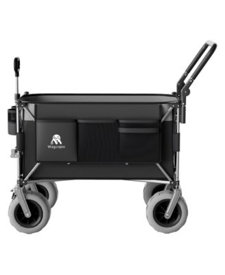 Push Pull Folding Wagon Cart, Heavy Duty Utility Wagon with 9"x4" Beach Balloon Wheels for Beach, Camping, Grocery, Outdoor Transport