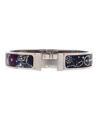Herm&eacute;s Silver-Tone Enamel Hinged Clic HH Bracelet