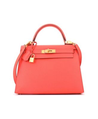 Pre-Owned HERMES Kelly 28 Handbag Red Epsom with Gold Hardware