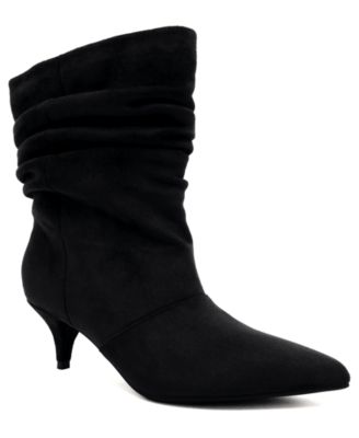 Women's Prentillie Kitten Heel Pointed Toe Slouch Faux Suede Ankle Booties