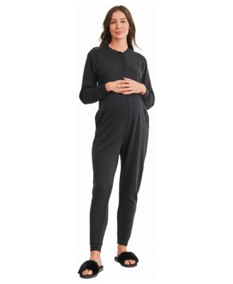Women's Nursing Button-Front Jogger with Pockets Jumpsuit