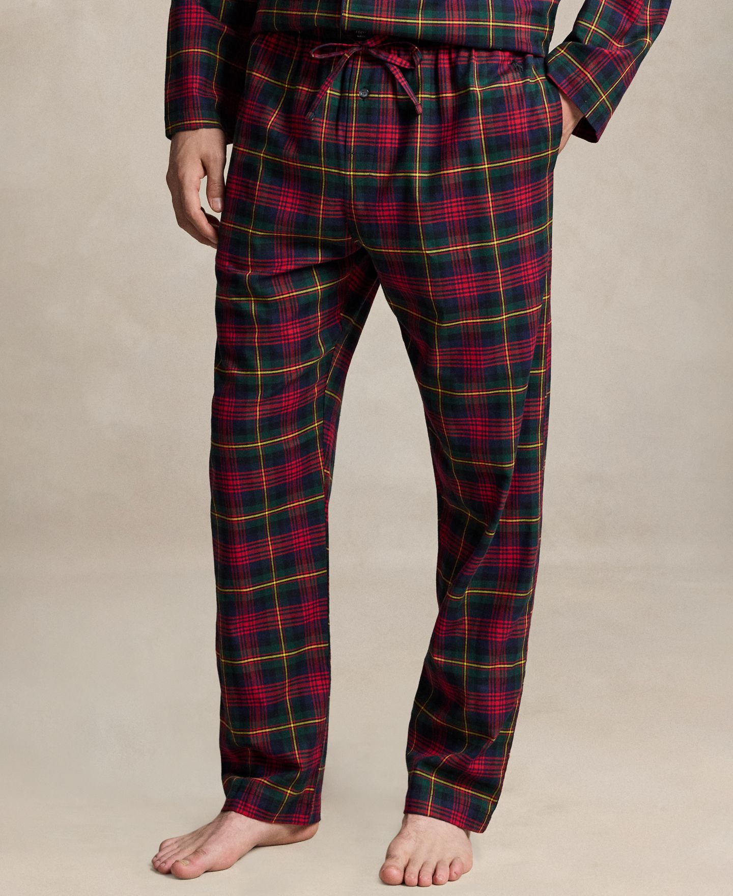 Polo Ralph Lauren Men's Plaid Camp Collar Flannel Long-Sleeve Shirt and Pants, 2-Piece Set, цвет: Клетчатый / Чёрный — фото 3