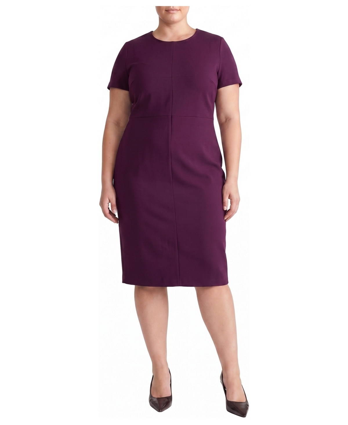 Universal Standard Plus Size Executive Short-Sleeve Ponte Dress - Gamay