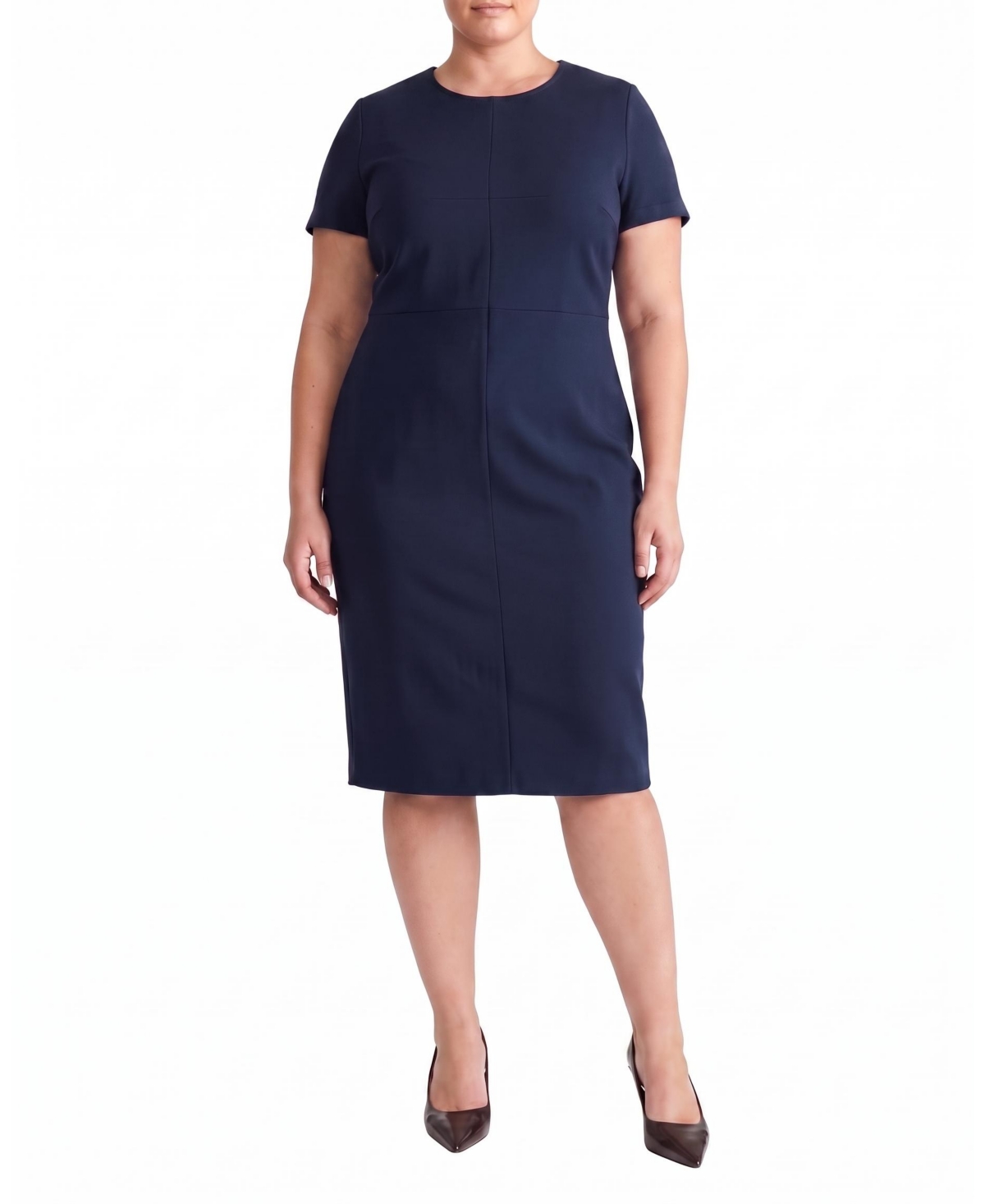 Universal Standard Plus Size Executive Short-Sleeve Ponte Dress - Navy