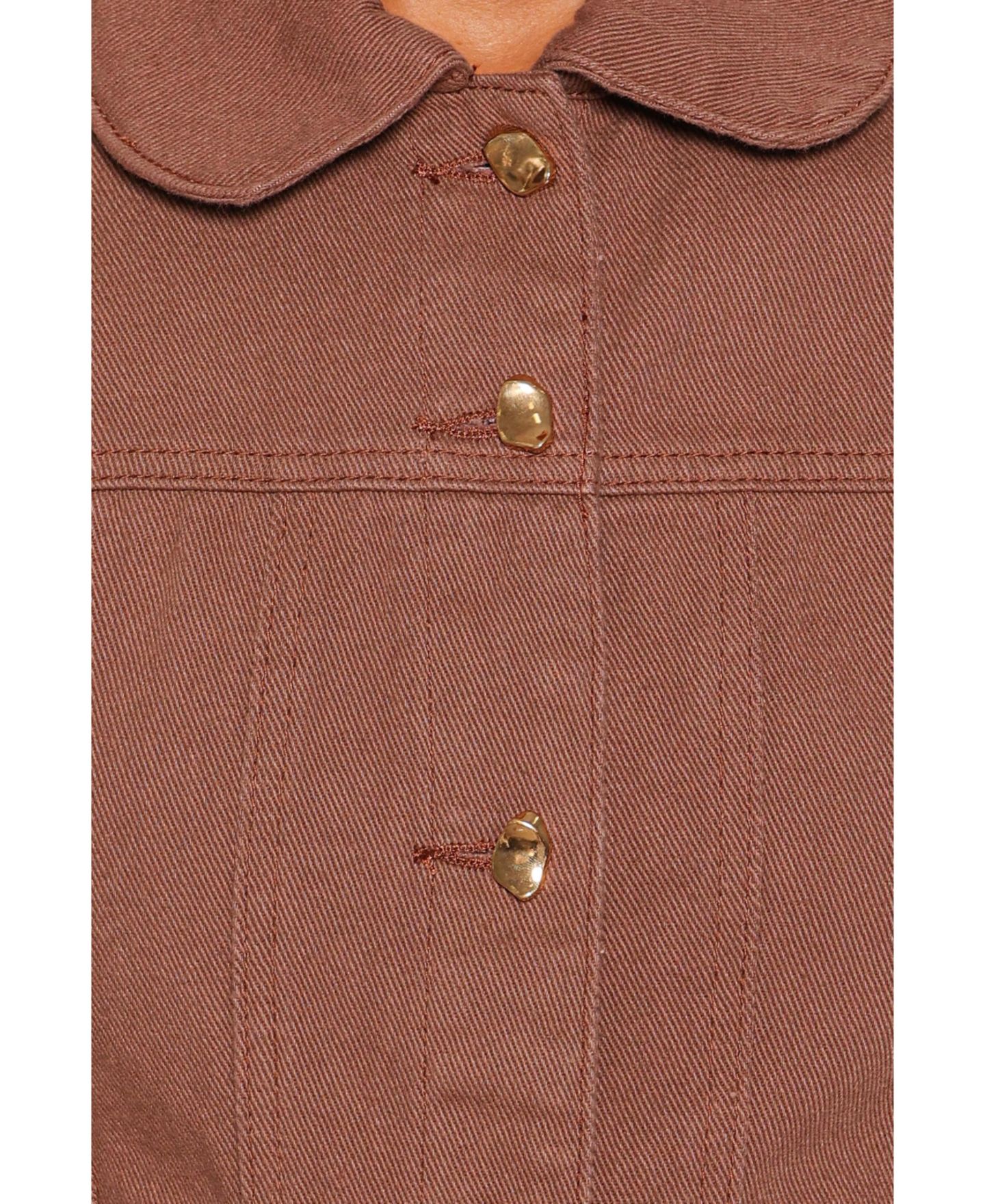 Женская куртка Petal and Pup Faven Cropped Denim Jacket, цвет: Шоколадный коричневый — фото 6
