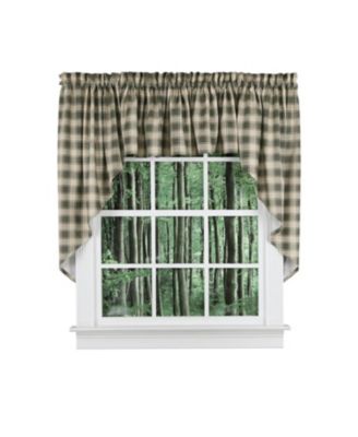 50percentage  Polyester 50percentage  Cotton Country Check With 1.5inch  Rod Pocket Tailored Window Swag