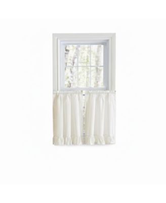 Ellis Curtain Classic Wide Solid Color Perma Press Ruffled With 1.5" Rod Pocket Window Tiers Natural - Natural
