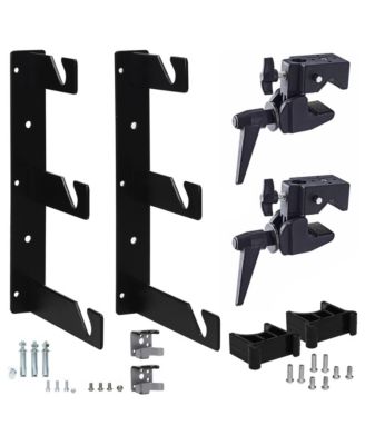 Background Holder Triple Hooks, Pair, Black w/2x Clamp, Bumpers