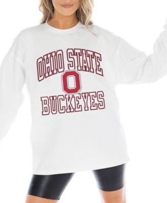 Women's White Ohio State Buckeyes Mind Games Oversized Long-Sleeve T-Shirt
