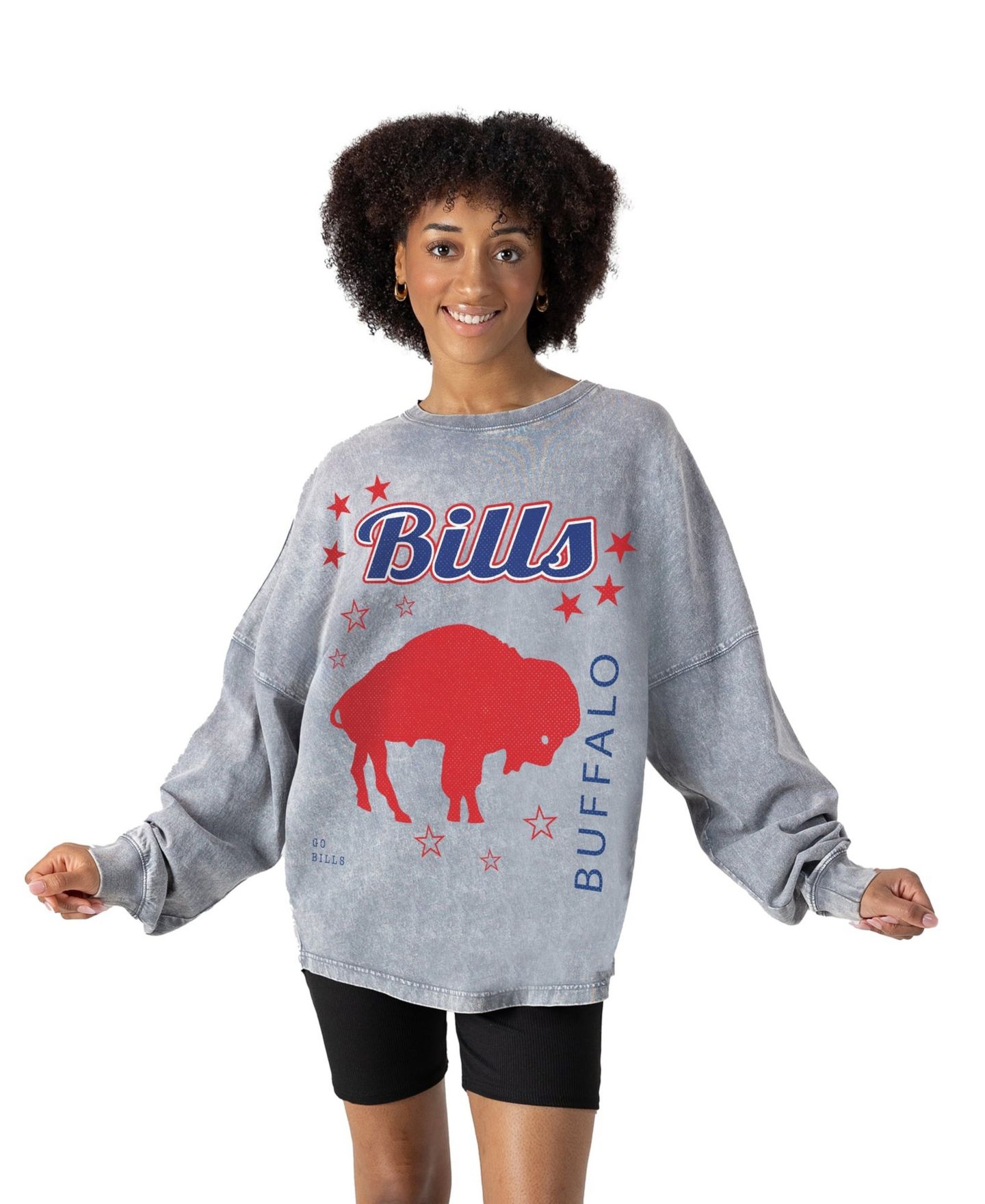 Женская футболка Gameday Couture Gray Buffalo Bills Starbound Oversized Snow Wash Long-Sleeve — фото 1