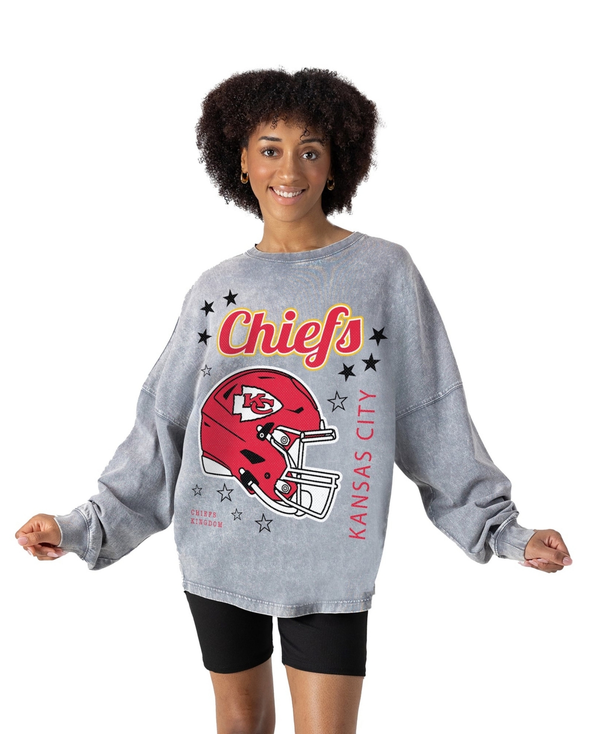 Gameday Couture Women's Gray Kansas City Chiefs Starbound Oversized Snow Wash Long-Sleeve T-Shirt - Gray