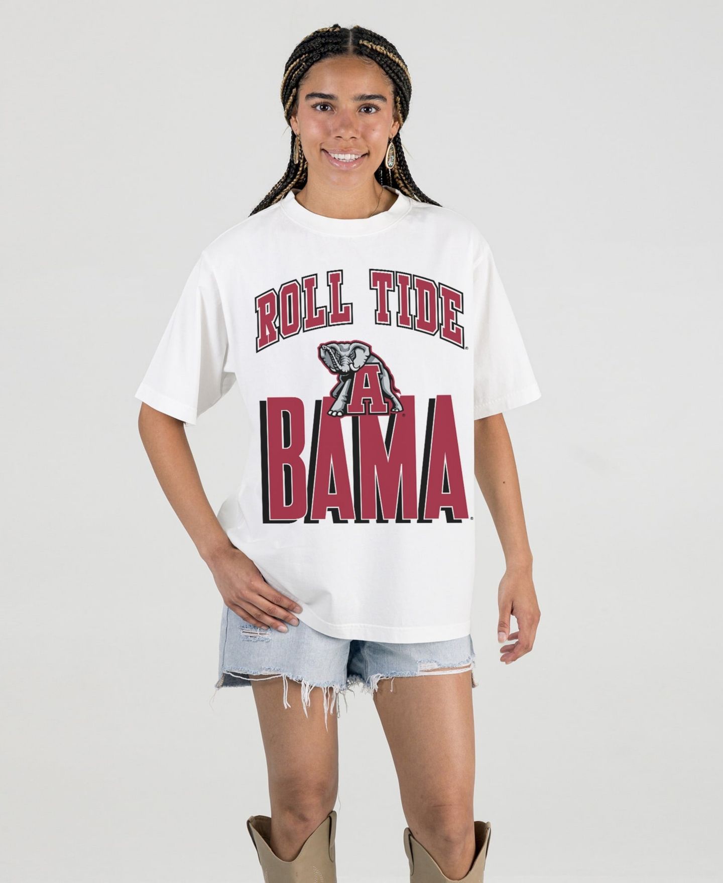 Женская футболка Gameday Couture White Alabama Crimson Tide Oversized Fierce Focus — фото 1