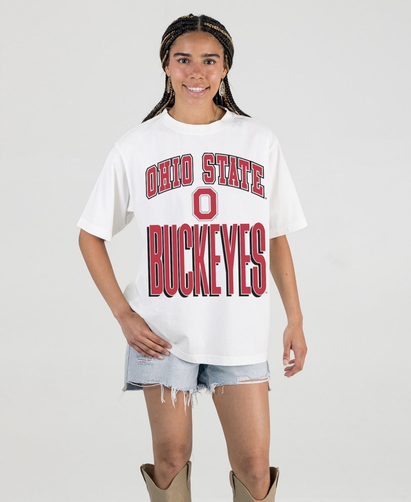 Женская футболка Gameday Couture White Ohio State Buckeyes Oversized Fierce Focus — фото 1