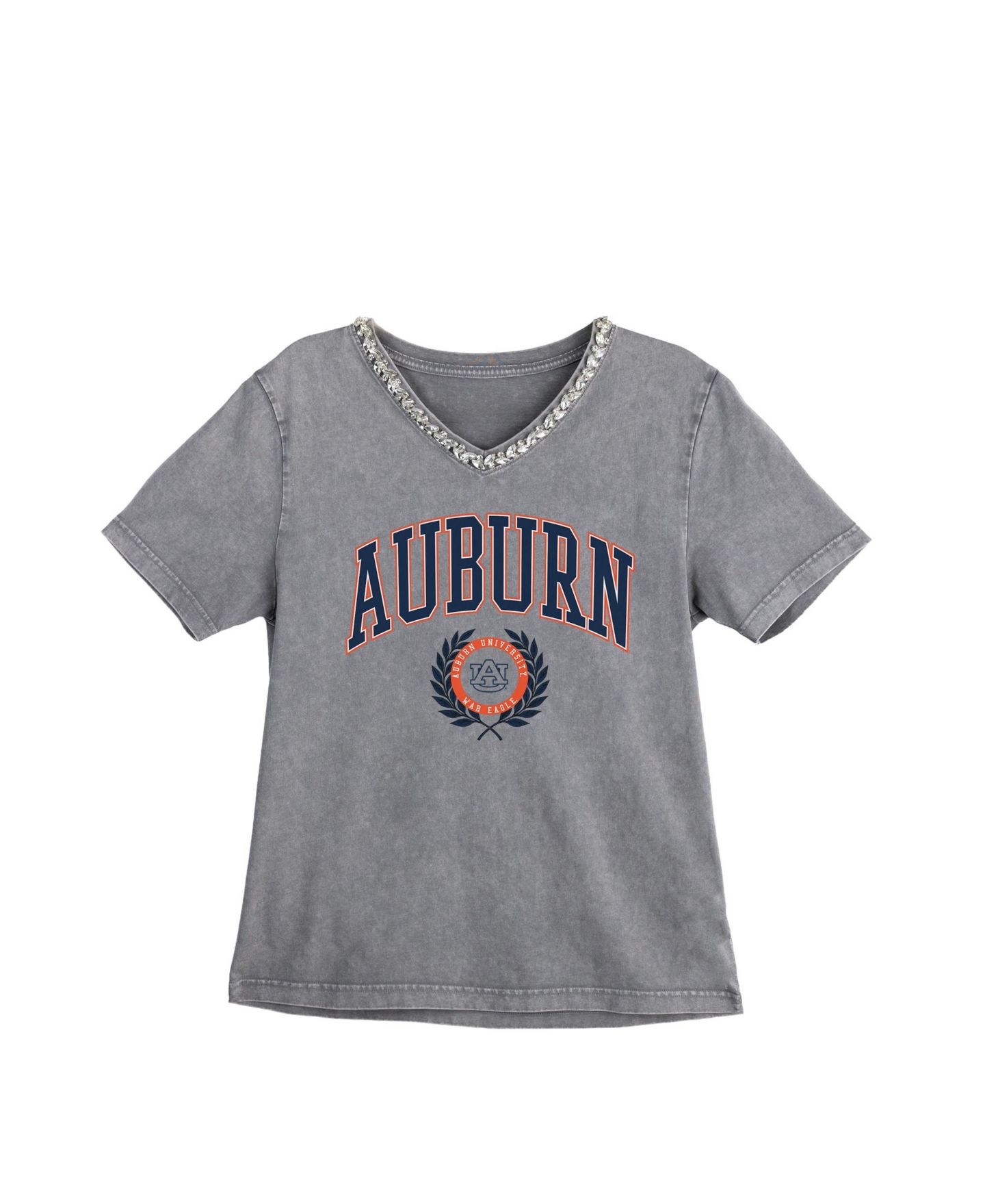 Женская футболка Gameday Couture Gray Auburn Tigers Iconic Edge Rhinestone V-Neck — фото 5