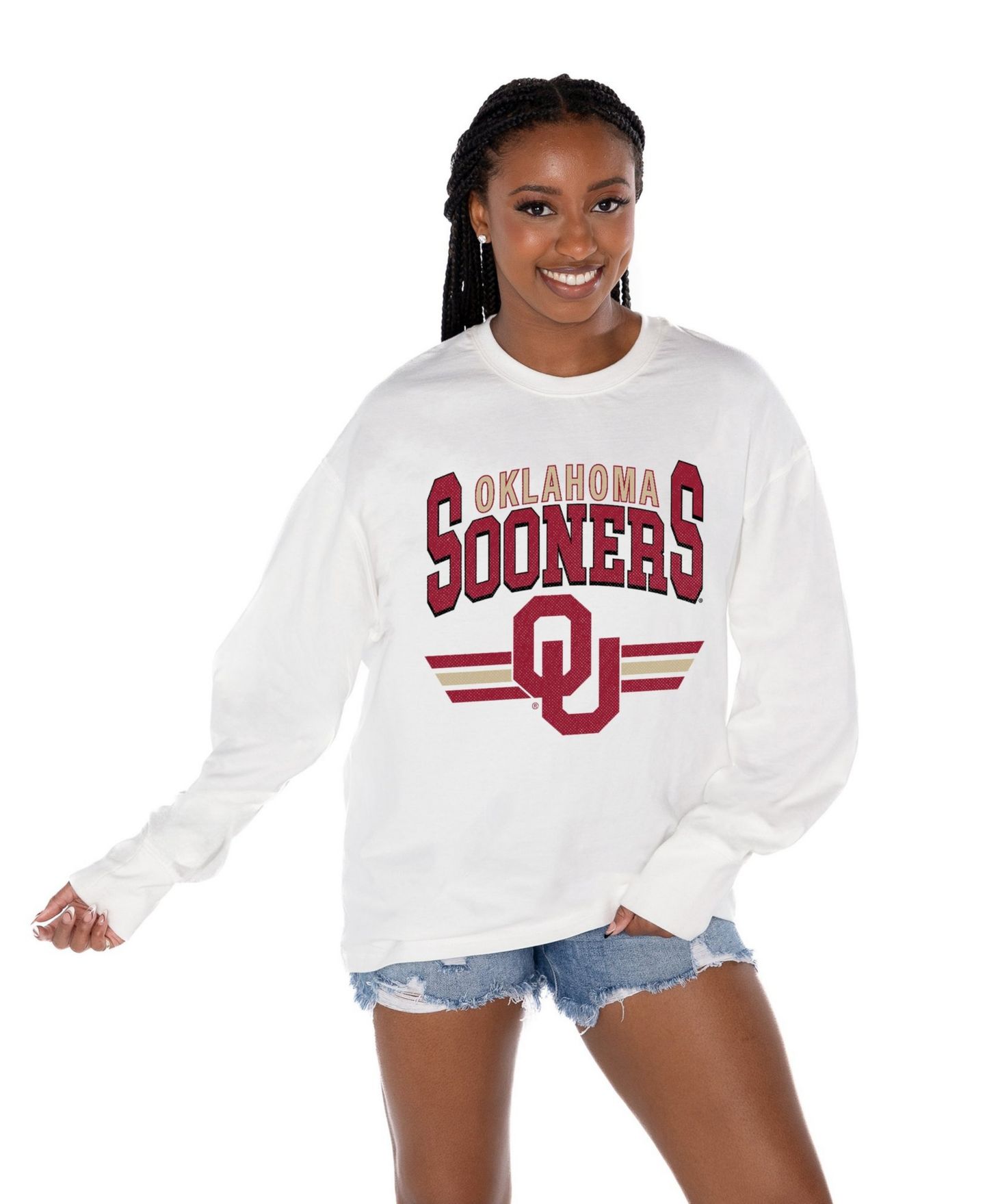 Женская футболка Gameday Couture White Oklahoma Sooners Oversized Swift Strike Long-Sleeve — фото 1