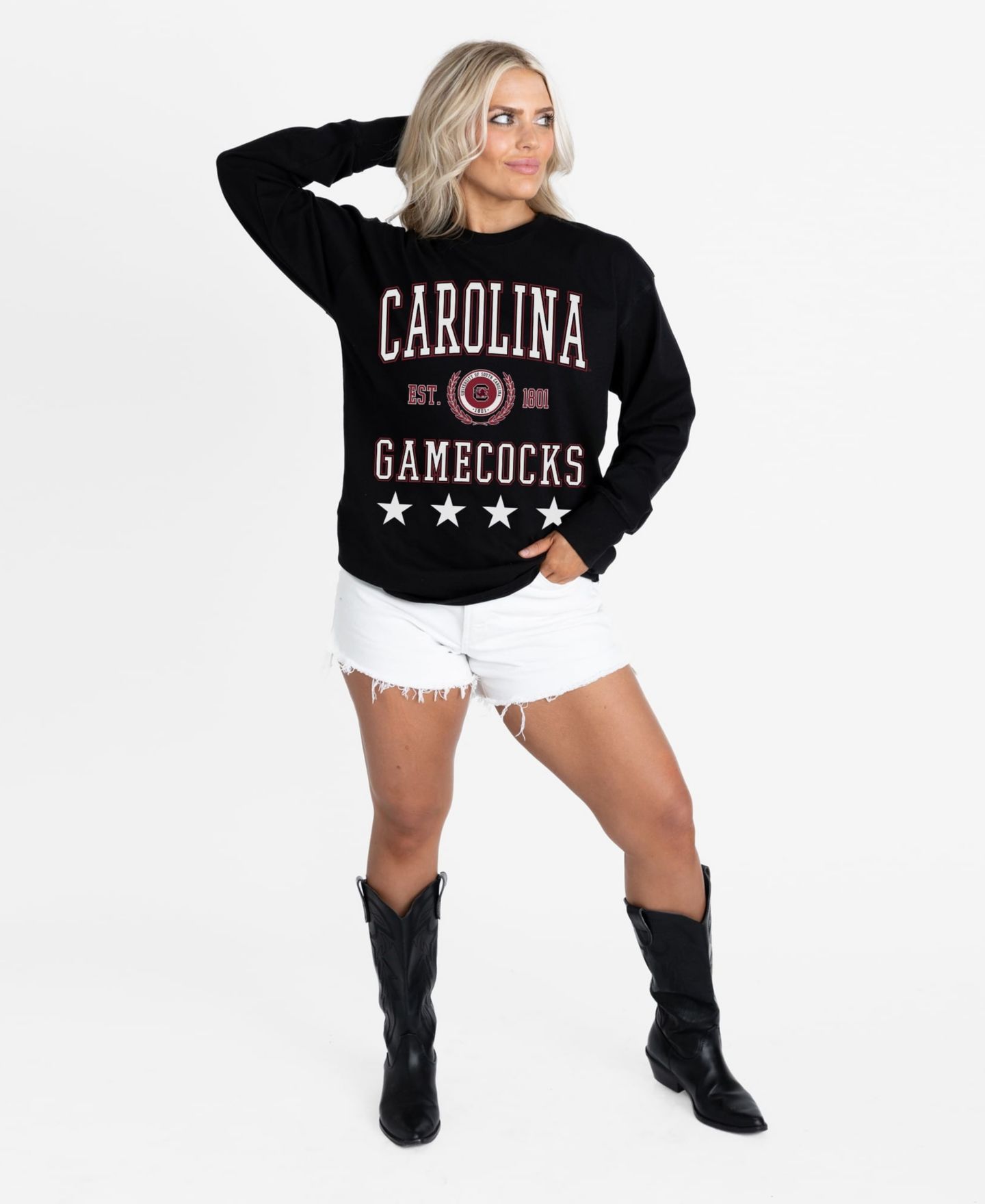 Женская футболка Gameday Couture Black South Carolina Gamecocks Oversized Everyday Star Long-Sleeve — фото 4