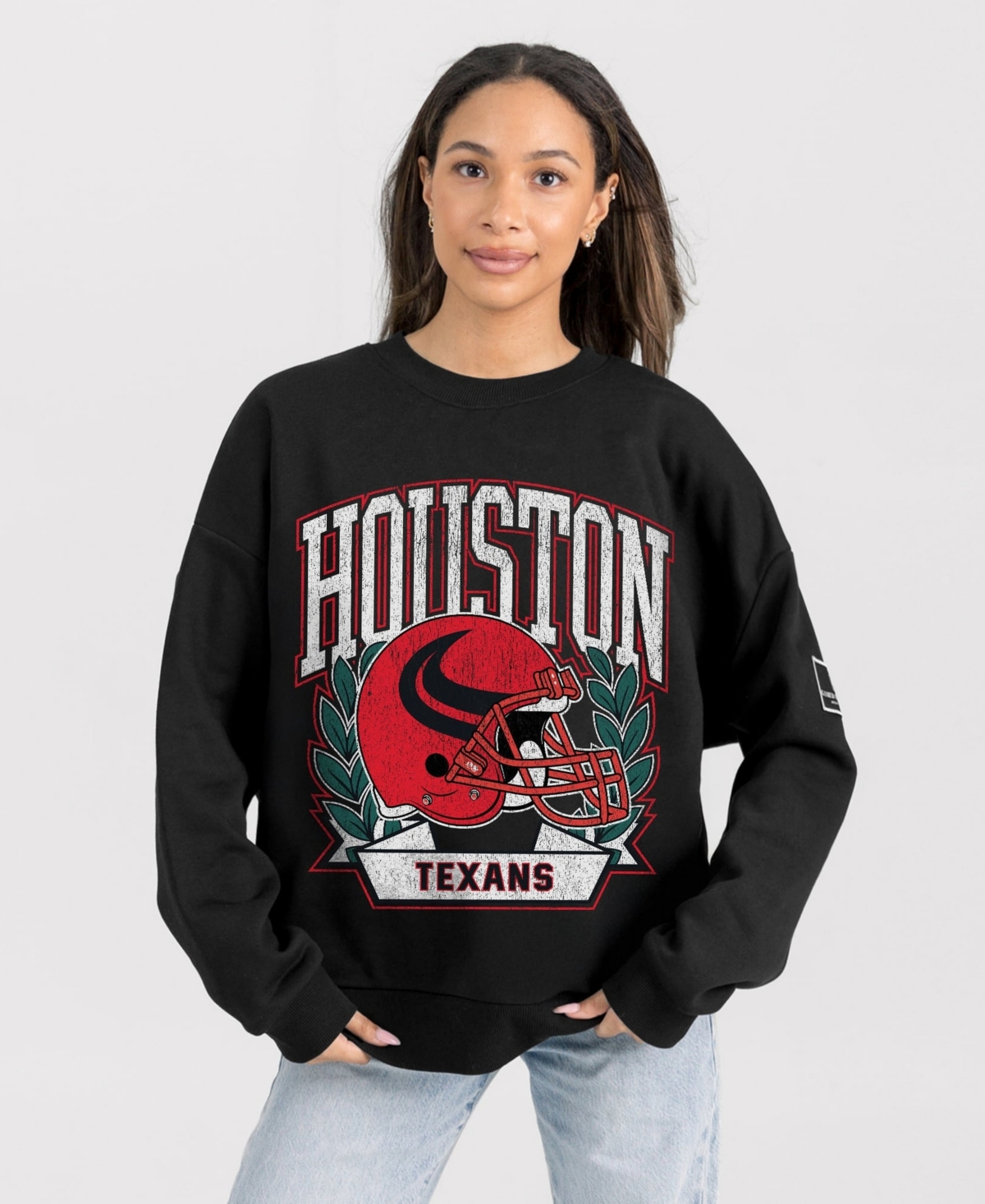 Gameday Couture Women's Black Houston Texans Oversized Victory Lane Black Label Premium Fleece Sweatshirt - Black