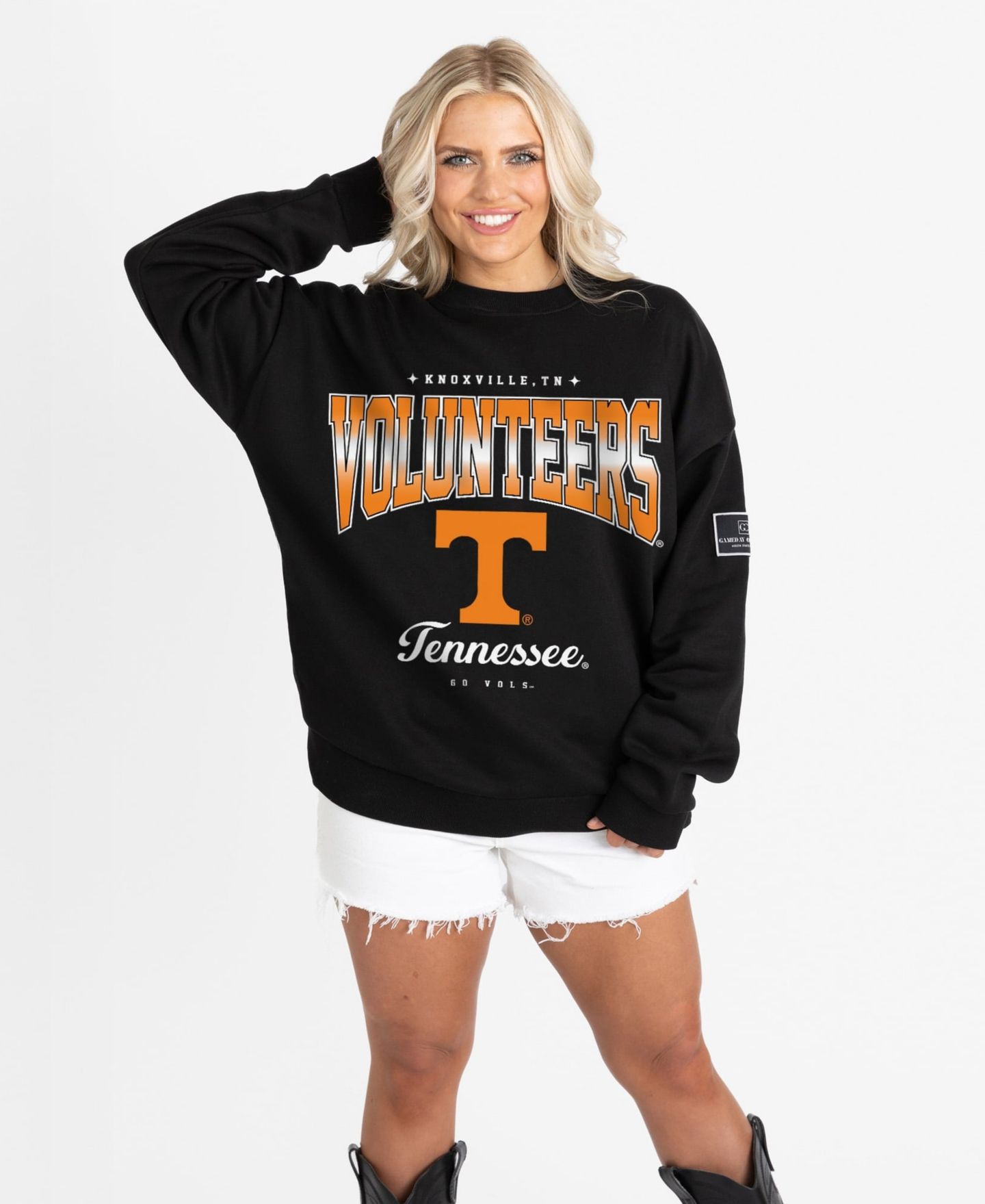 Женская толстовка Gameday Couture Black Tennessee Volunteers Oversized Powerhouse Play Black Label Premium Fleece — фото 1