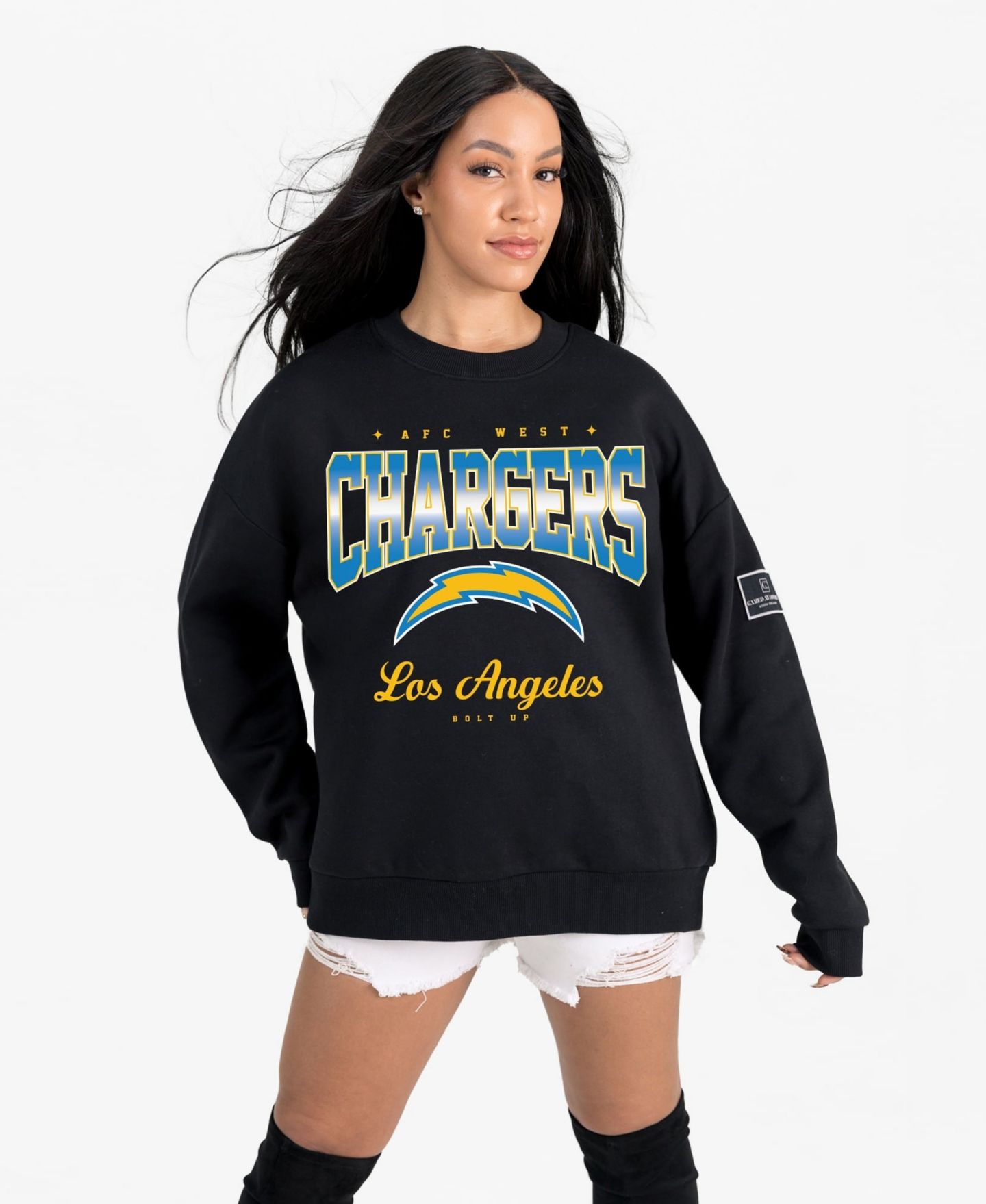 Женская толстовка Gameday Couture Black Los Angeles Chargers Powerhouse Play Premium Fleece — фото 1