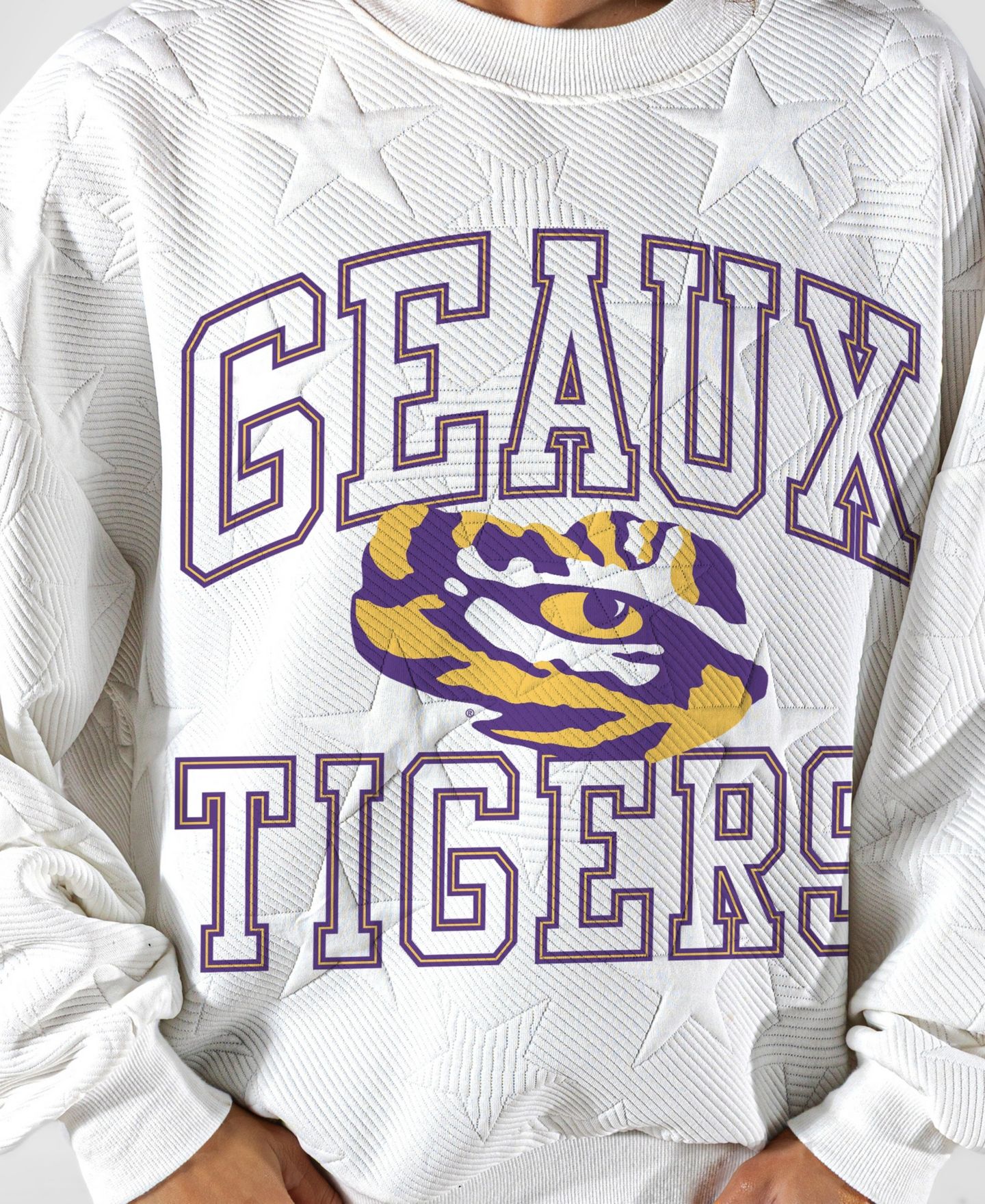 Женская толстовка Gameday Couture White LSU Tigers Big Play Energy Tonal Star Embossed — фото 5