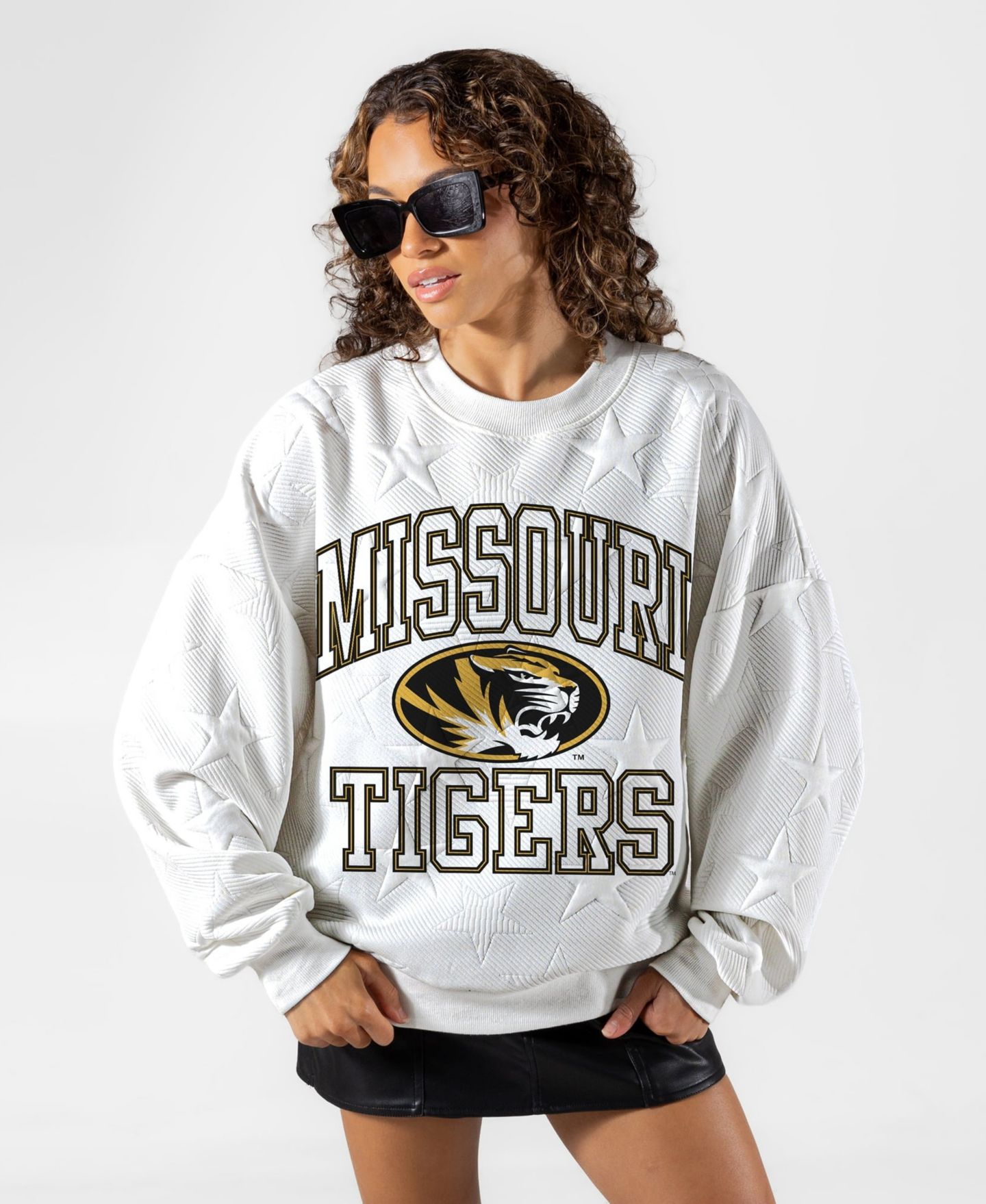 Женская толстовка Gameday Couture White Missouri Tigers Big Play Energy Tonal Star Embossed — фото 4