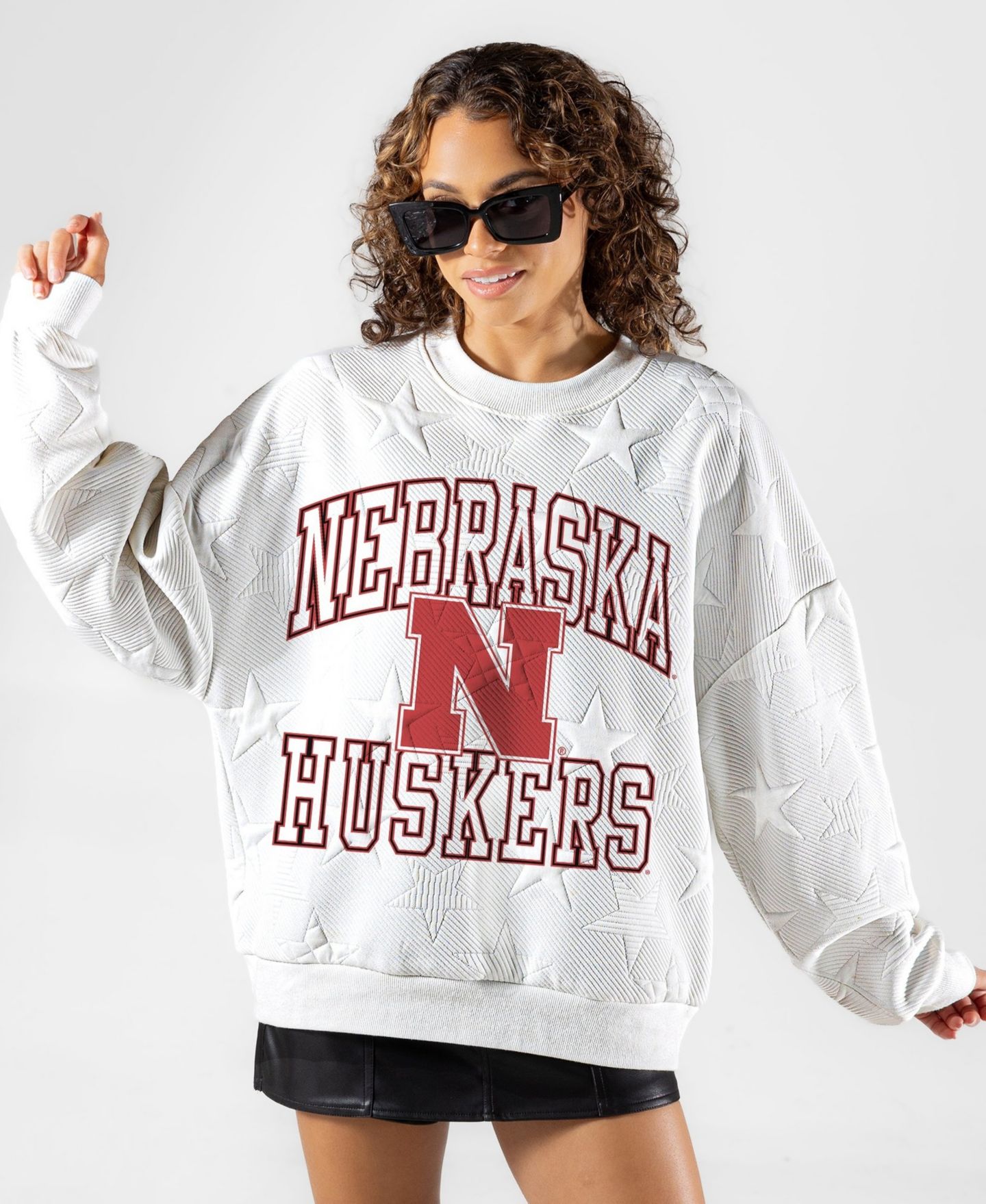 Женская толстовка Gameday Couture White Nebraska Huskers Big Play Energy Tonal Star Embossed — фото 1