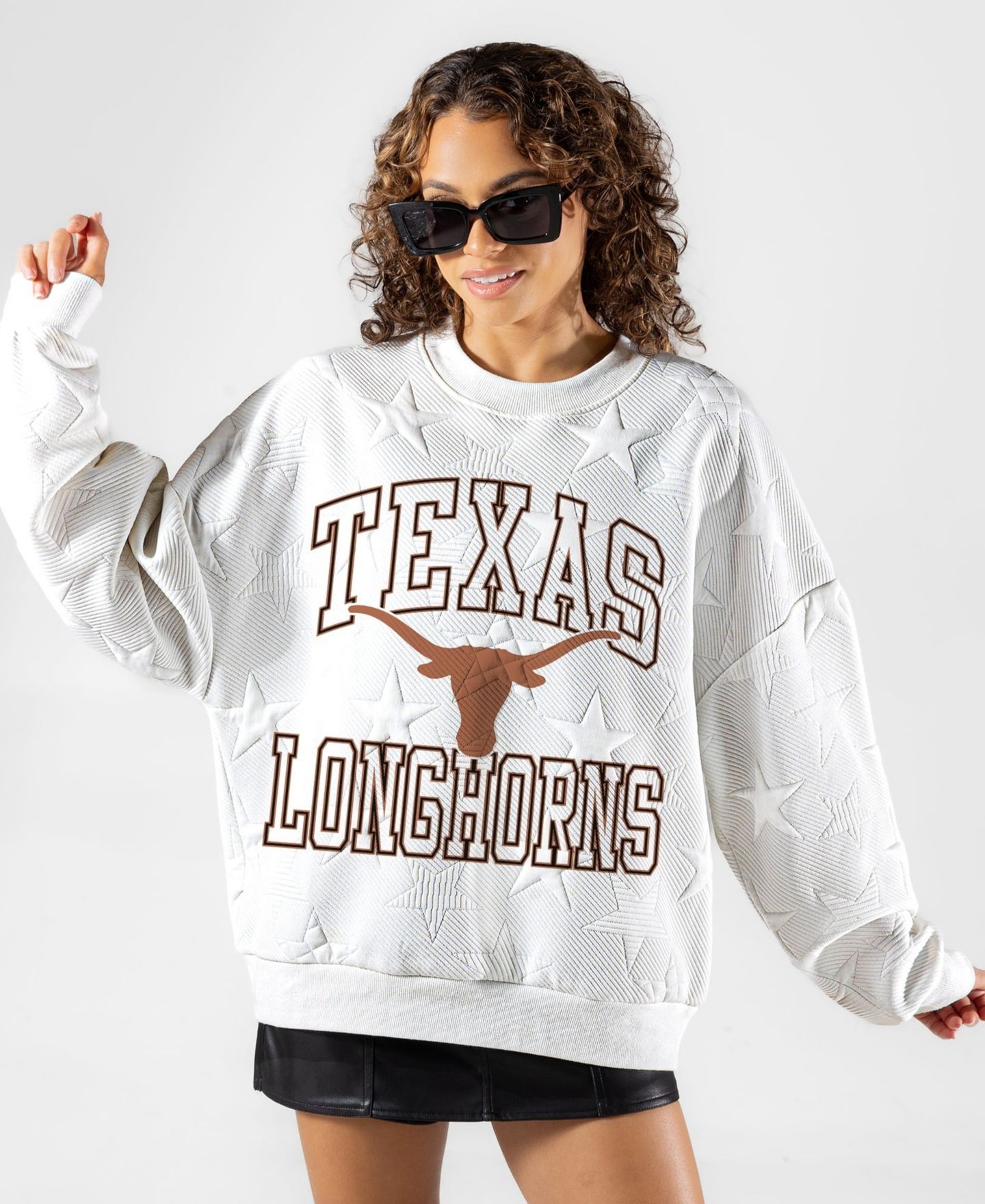 Женская толстовка Gameday Couture White Texas Longhorns Big Play Energy Tonal Star Embossed — фото 1
