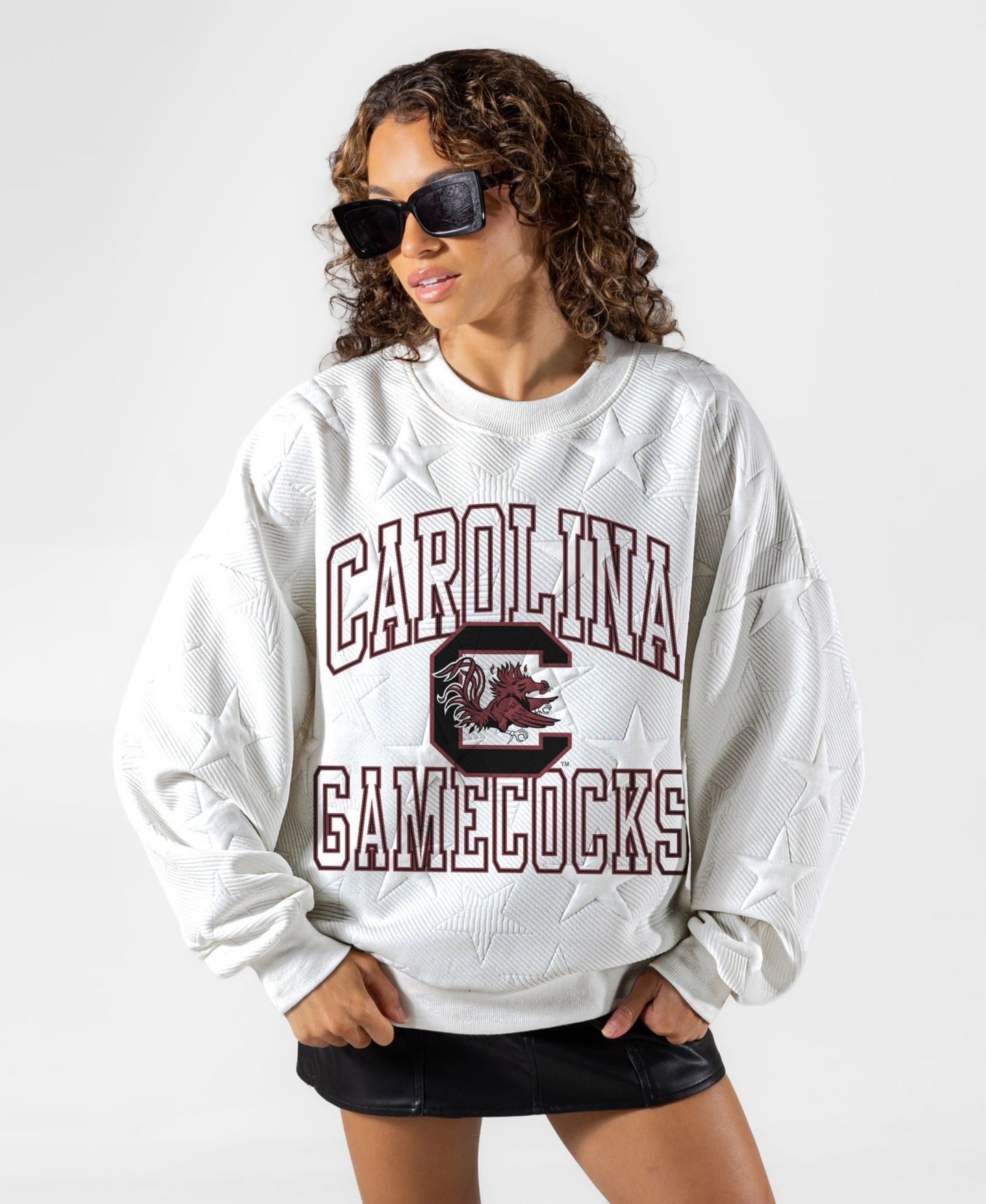 Женская толстовка Gameday Couture White South Carolina Gamecocks Big Play Energy Tonal Star Embossed — фото 4